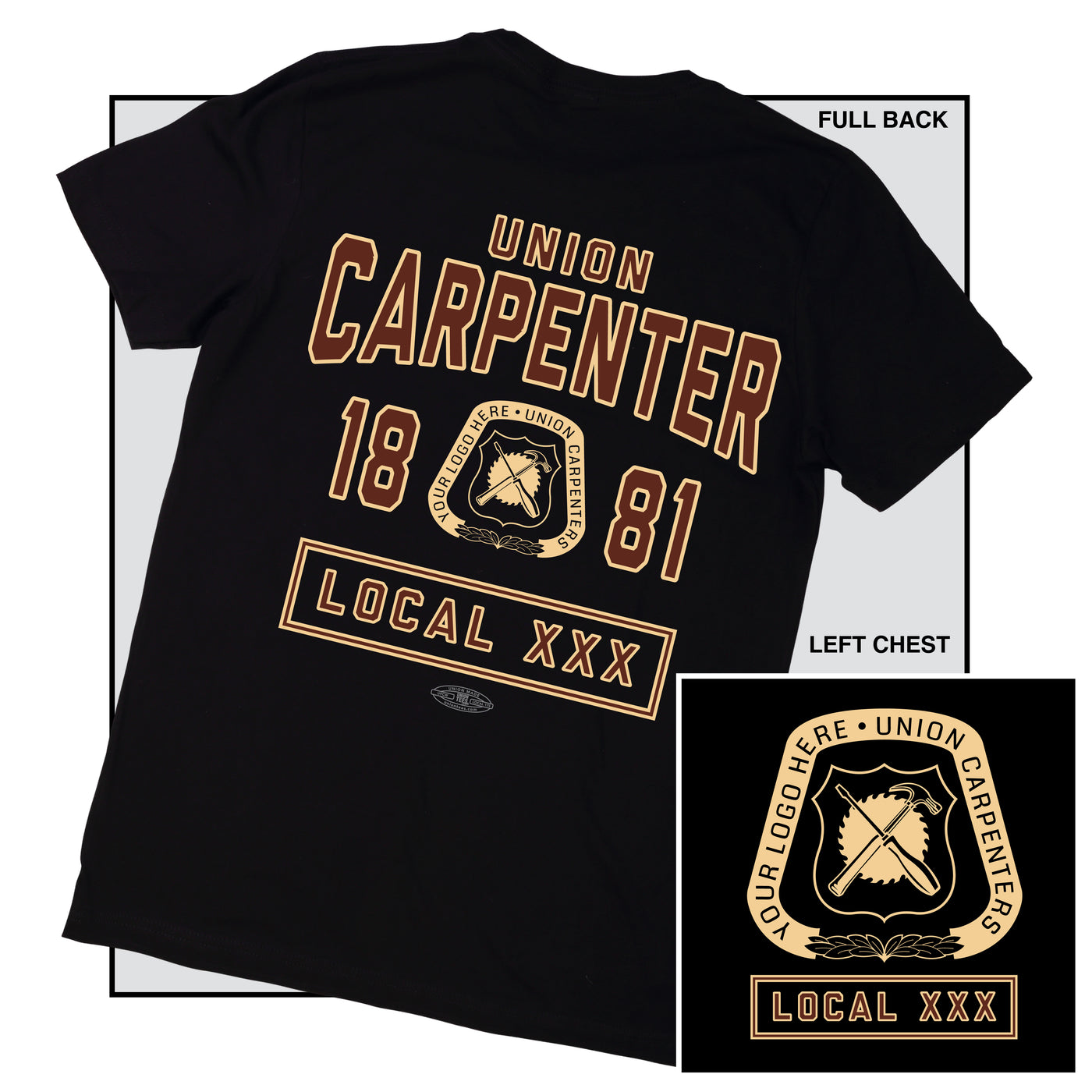 Collegiate - Carpenters design on a union made t-shirt