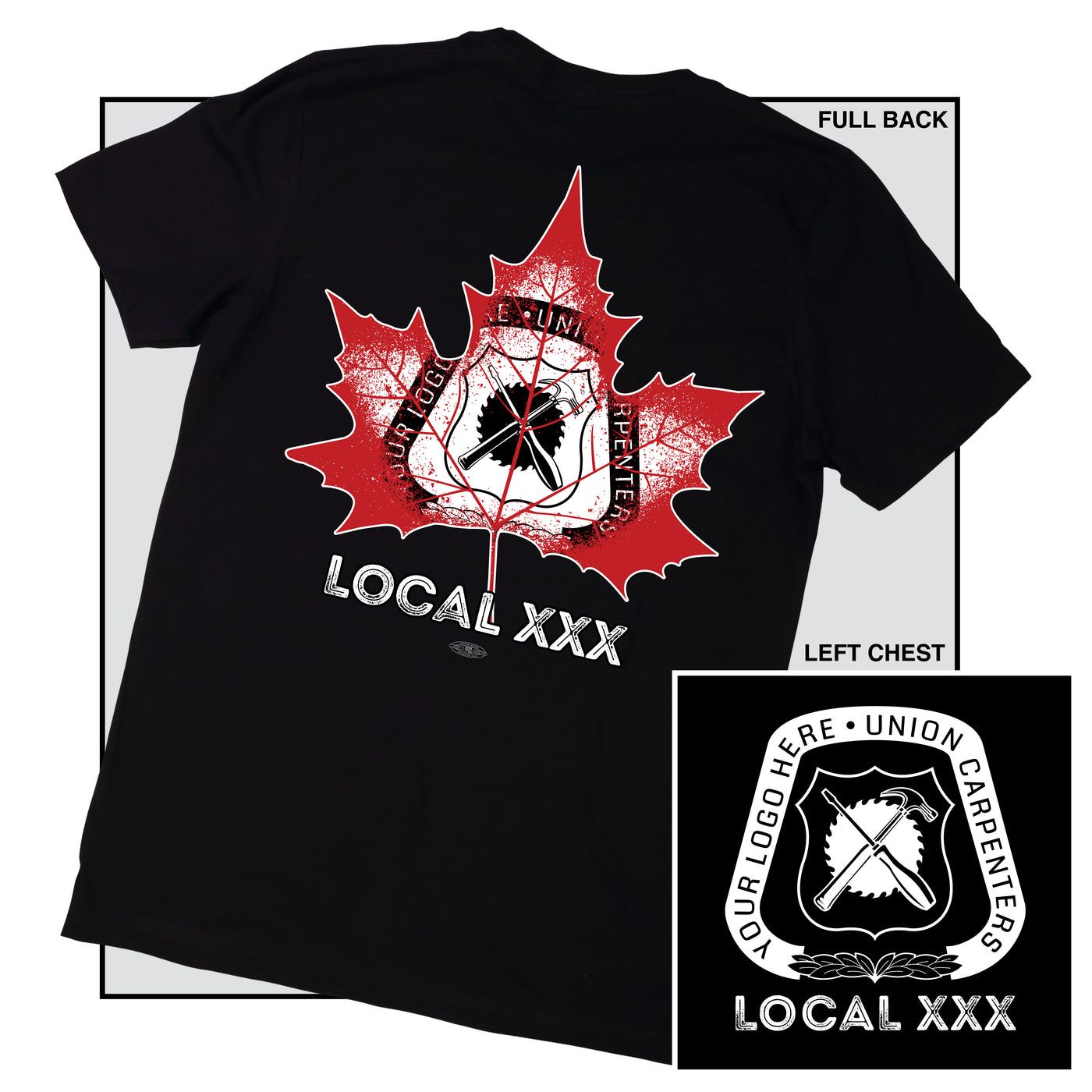 Maple Leaf - Carpenters design on a union made t-shirt