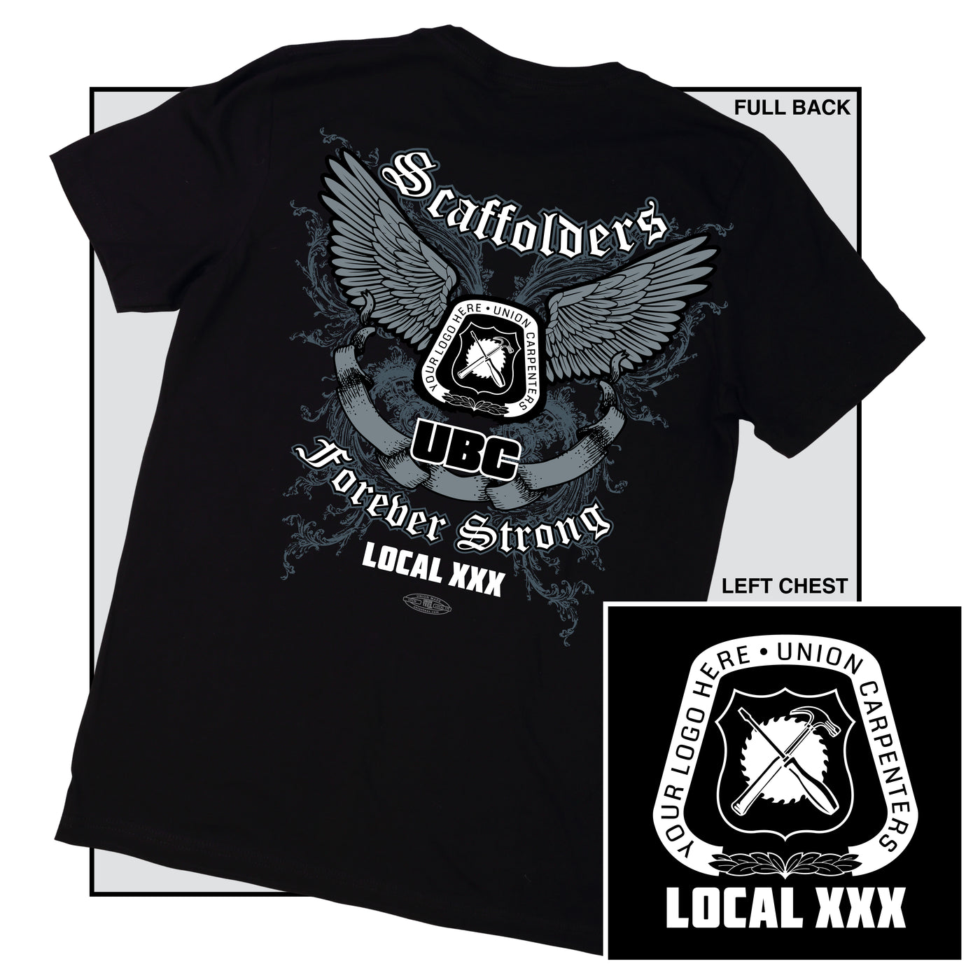 Scaffolders Wings & Hammers - - Carpenters design on a union made t-shirt