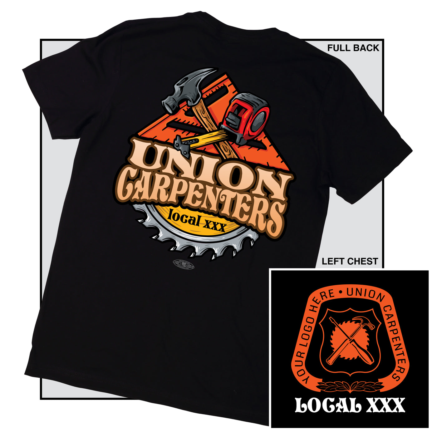 Square It Up - Carpenters design on a union made t-shirt